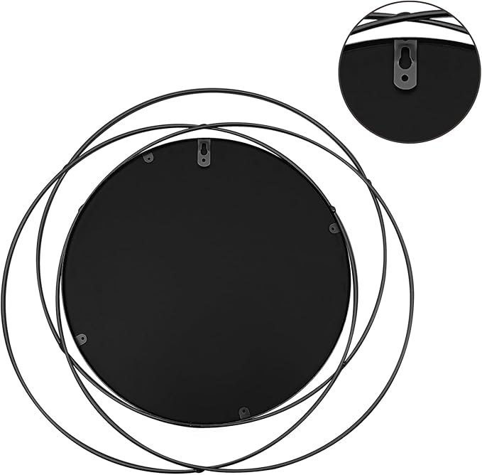 3 Set 9.5 Inch Black Circle Mirrors Wall Decor Iron Frame Wire Mirror Metal Circular Mirror Home Decor Hanging Mirrors for Room/Bedroom/Bathroom/Entryway
