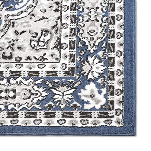 Home Dynamix Premium Sakarya Traditional Medallion Border Area Rug, Midnight Blue, 1'9"x7'2" Runner - color: Blue/Ivory, size: 1'9" x 7'2" (Runner)