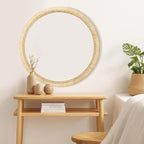 ULIKE Rattan Wicker Mirror for Bathroom, 30 Inch Boho Woven Decorative for Wall, Rustic Farmhouse Vanity Mirror, Round Rattan Mirrors for Living Room Entryway Bathroom Bedroom