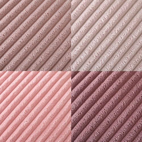 Volcanics Set of 4 Pink Corduroy Decorative Couch Throw Pillow Covers 20x20 Inch, Valentine's Day Farmhouse Striped Cushion Cases, Soft Boho Square Accent Pillow Covers for Home Sofa - color: Pink, size: 20" x 20" (Pack of 4)