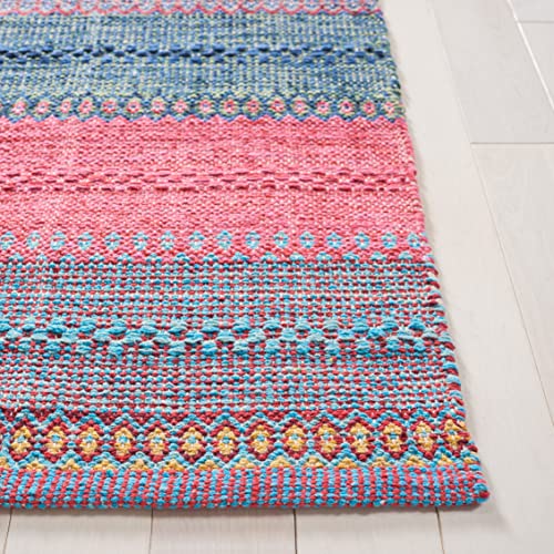 SAFAVIEH Montauk Collection Runner Rug - 2'3" x 9', Red & Blue, Handmade Flat Weave Boho Stripe Cotton, Ideal for High Traffic Areas in Living Room, Bedroom (MTK851Q) - color: Red/Blue, size: 2'3" x 9' (Runner)