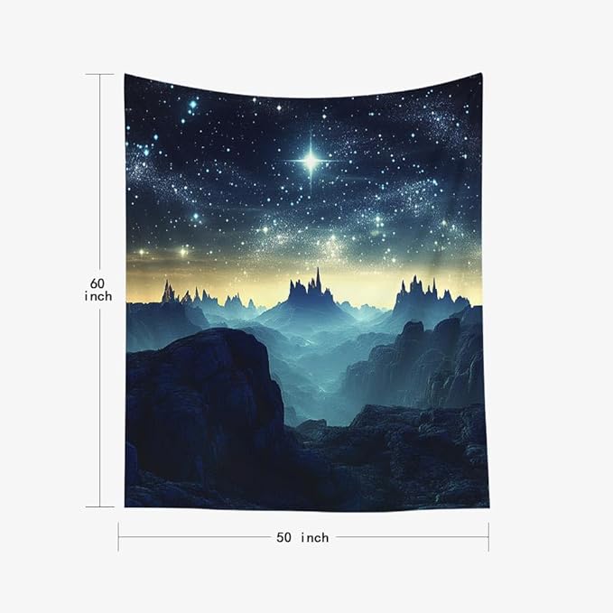 EMMTEEY Fantasy Tapestry Mountains under Starry Sky 50X60 Inch Vertical Tapestry Wall Art Hanging Tapetries for Bedroom Living Room Dorm Décor