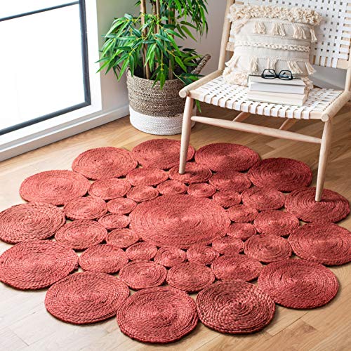 SAFAVIEH Natural Fiber Collection Area Rug - 3' Round, Rust, Handmade Boho Charm Farmhouse Jute, Ideal for High Traffic Areas in Living Room, Bedroom (NF363P) - color: Rust, size: 3' (Round)