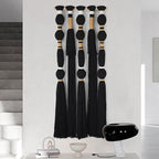 Flber Macrame Wall Hanging Black Sphericity Cotton Tassels Textile Hanging Geometric Yarn Wall Art for Bedroom Living Room Decor 15.7" W x 39" L