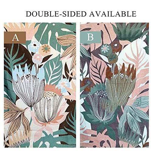 LumiSyne Double-Sided Cotton Woven Throw Blanket with Tassel Jungle Bohemian Style Tapestry Shawl Multi-Function Decorative Throws for Sofa Bed Armchair Camping Blanket Tablecloth Carpet 160x130cm - color: Flowers Leaves