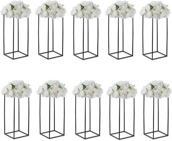 Black Plant Stand Pedestal Stand - 10 Pcs Metal Plant Stand, 23.6in Tall Flower Stand Vase Flower Holder, Wedding Centerpieces for Tables, Corner Planter Pot Rack for Living Rooms, Home, Patio Decor