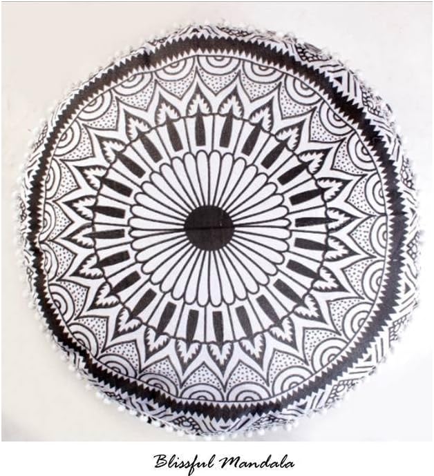 Indian Mandala Pouf Ottoman Cover Cotton Floor Pillow Hippie Boho Decorative Cushion Cover Home Dorm Decor Footstool Bohemian Couch Cover Chair Cover