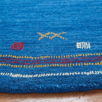 SAFAVIEH Himalaya Collection Area Rug - 4' Round, Blue, Handmade Boho Tribal Wool, Ideal for High Traffic Areas in Living Room, Bedroom (HIM563M) - color: Blue, size: 4' (Round)