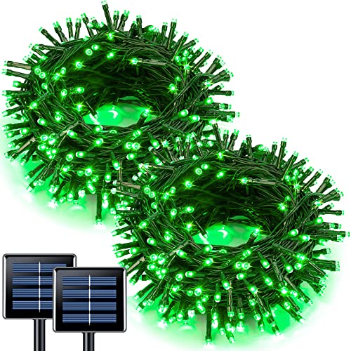JMEXSUSS 2 Pack Solar String Lights Outdoor Waterproof, Total 66 FT 200 LED Solar Christmas Lights Outdoor, Twinkle Light for Christmas Tree Outside Garden Yard Xmas Decor, Green - color: Green, size: 100LED*2