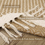 Lahome Belle Boho Bathroom Runner Rug, 2x6 Laundry Room Lightweight Entry Runner Woven Cotton Throw Carpet with Tassels, Farmhouse Non Shedding Washable Rugs Low Pile for Kitchen Hallway, Khaki - color: Khaki, size: 2' x 6' (Runner)