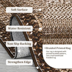 RUGSREAL Runner Rug 2x8 Machine Washable Hallway Runner Rug Entryway Long Runner Carpet Braided Printed Throw Mat Non Slip Kitchen Mat Living Room Rustic Carpet for Bedroom Dining Room, Brown - color: Brown, size: 2' x 8' (Runner)