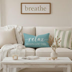 Decorative Throw Pillow Covers 12x20 Inch Set of 2 – Turquoise Christian Lumbar Pillowcase – Give It to God and Go to Sleep/Relax God’s Got This – Beach Faith Bedroom Bed Decor