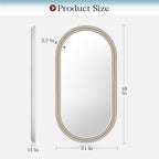 Farmhouse Boho Beaded Oval Arched Wall Mirror, 24" x 48" Rustic Wooden Large Wall Mirror for Bathroom, Bedroom, Entryway, Living Room, Hang Horizontally or Vertically.