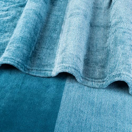PAVILIA Teal Blue Ombre Fleece Throw Blanket for Couch Sofa Bed, 50x60 - color: Gradient - Sea Blue, size: 50 x 60 Inches - Throw