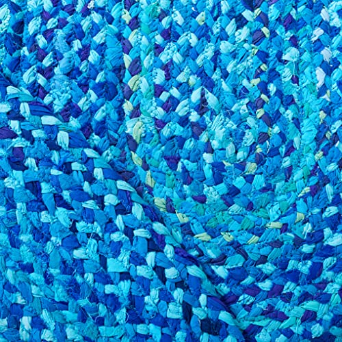 SAFAVIEH Braided Collection Area Rug - 3' x 5' Oval, Turquoise, Handmade Country Farmhouse Reversible Cotton, Ideal for High Traffic Areas in Living Room, Bedroom (BRD452K) - color: Turquoise, size: 3' x 5' (Oval)