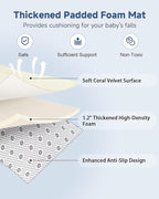 SEPARO Thick Baby Play Mat for Floor,50 x 50 Playpen Mat,Tummy Time Foam Mats,Ultra Soft Support & Plush Feel,Easy Care with Non-Slip Cushioned for Infant,Kids and Toddler Crawling,Beige