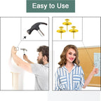 30 PCS Picture Hangers Hooks for Drywall, Gold Push Pins Double Headed Nails Thumbtacks for Wall Hangings Picture, Decorative Small Pins for Cork Board Home Office Photo Decorations