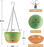 4 Pack Plastic Hanging planters for Indoor Plants,8 Inch Plant Pot Indoor Outdoor Hanging Baskets,Hanging Flower Pots with Drainage Holes and Chain for Garden Porch Plants (Green)