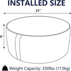 Indoor/Outdoor Inflatable Ottoman with Handle, Decorative Fade-Resistant Round Footstool D21 x H9 inch, Portable Ottoman Pouf for Patio Garden Camping, Paisley Lightcyan