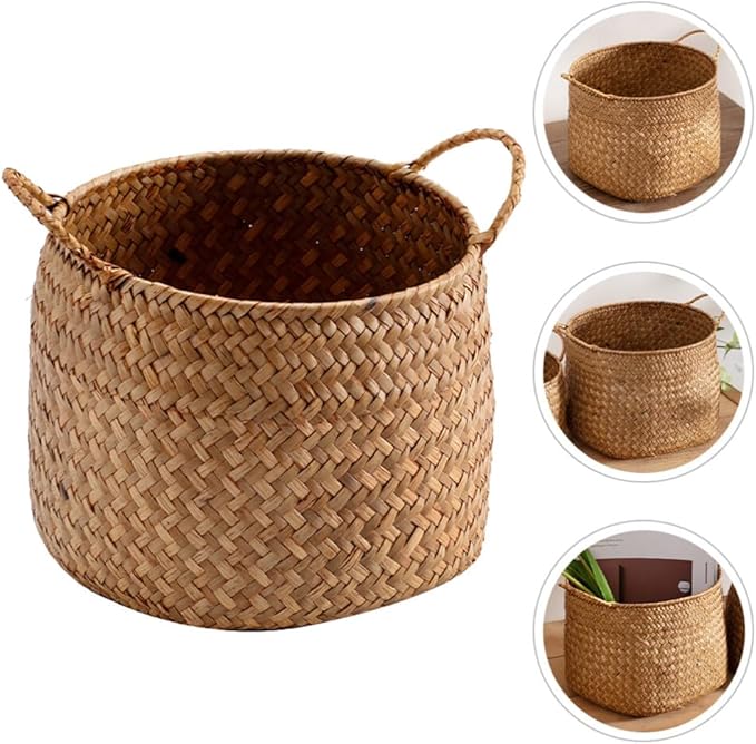 Box Rustic Touch Basket for Storage Desktop Flower Arrangement Basket Storage Grocery Woven Seagrass Organizer s for Shelves Woven s for Storage