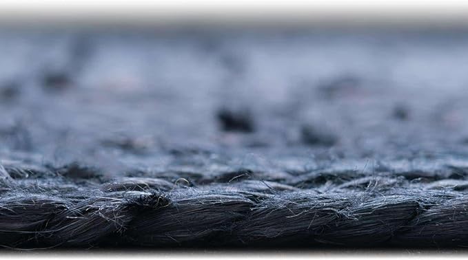 Unique Loom Braided Jute Collection Area Rug - Dhaka (1' 2" x 8' Table Runner, Navy Blue)