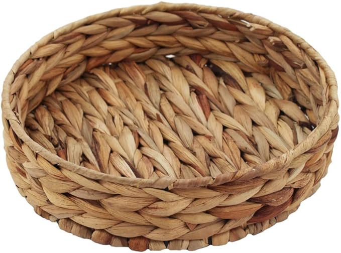 Fruit Tray Weaving by Grass, Round Bins for Vegetable, Arts and Crafts. (Small)