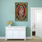 Rastogi Handicrafts Cotton Wall Hanging Indian Goddess Indian Deity 40" X 30" Poster Size (DANCING GANESH-G) - color: Dancing Ganesh-g