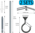 2 Sets Heavy Duty Swag Ceiling Hooks with Hardware for Hanging Plants, Cavity Wall Fixing, Easy Installation, Holds Up to 30lbs, Ideal for Home & Garden (2 Sets, Black Nickel)