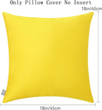 Thmyo 4-Pack 100% Cotton Comfortable Solid Decorative Throw Pillow Case Square Cushion Cover Pillowcase Sublimation Blank Pillow Covers DIY Throw Pillowcase for Sofa(18x18inch/45x45cm,Lemon Yellow)