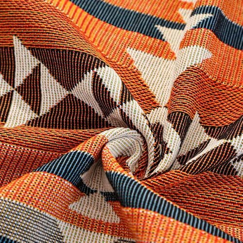 CLOTHKNOW Boho Throw Blanket Aztec Bed Throw (51''x 63'') Reversible Blue Brown Southwestern Blankets for Couch Chair Sofa Home Outdoor Beach Tent Travel Camping - color: Blue Brwon, size: 51''x 63''