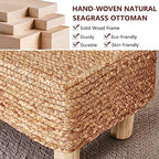 Wimarsbon Natural Seagrass Footstool Ottoman Rectangular Footrest Pouf Ottomans with Wooden Legs Hand Weave Step Stool for Living Room Bedroom Entryway Natural - color: Natural, size: 12"D x 16.5"W x 9.5"H