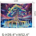Obsecolors Blacklight Tree of Life Tapestry UV Reactive Waterfall Tapestry Galaxy Space Aesthetic Tree Wall Tapestries Colorful Starry Sky Tapestries Wall Hanging for Bedroom