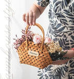 Wood Baskets Woven Hand-Held Wicker Cachepot For Flowers Pot Wicker Baskets Girl Storage Basket with Handle Wedding Home Decor