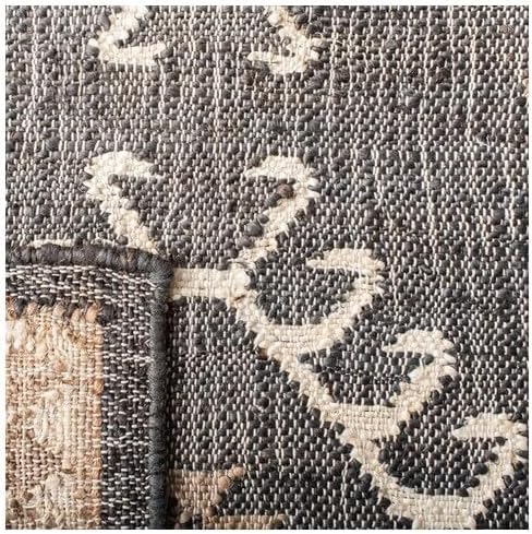 SAFAVIEH Kilim Collection Area Rug - 9' Square, Black & Ivory, Handmade Flatweave Boho Tribal Jute, Ideal for Living Room, Bedroom, Dining Room (KLM762Z-9SQ)