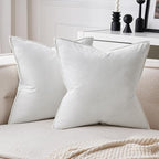 MIULEE Pure White Velvet Throw Pillow Covers 20x20 Soft Decorative Solid Square Cushion Cases Pack of 2 Modern Luxury Home Decor for Couch, Sofa, Bedroom