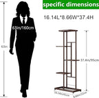 LINZINAR Plant Stand Metal 5 Tier 6 Potted Multiple Flower Pot Holder Shelf Indoor Outdoor Planter Display Shelving Unit for Patio Garden Corner Balcony Living Room (5 Tier 6 Potted, Bronze)