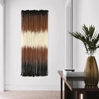Macrame Wall Hanging Brown Boho Hand Woven Tassel Yarn Tapestry Wall Art for Living Room Bedroom Fiber Art 15''W*39''L