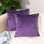 2 Pack Soft Velvet Couch Throw Pillow Covers 18x18 Inch for Sofa Living Room Bedroom (Purple)