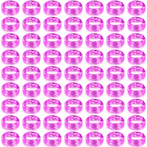 Hortsun 100 Packs Fairy Lights Battery Operated 3 Speed Modes, 7 Ft/ 2 M 20 LED Battery String Mini Waterproof Wire Twinkle Lights Bulk for Wedding Party Birthday Vases Decor (Pink Light) - color: Pink Light
