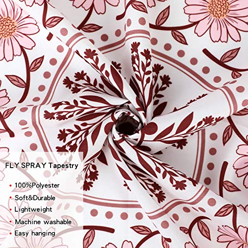 Wall Tapestry for Bedroom Aesthetic Pink Mandala Wall Hanging Large Boho Trippy Tapestries Bohemian Art Tapistry Hippie Floral Tapastry Decor For Bedroom Ceiling Living Room Dorm (71ʺ × 91ʺ) - color: Boho Tapestry-White, size: 92"L x 71"W