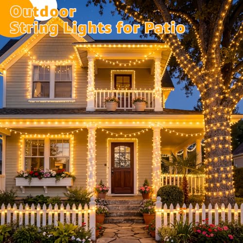 Guhope Christmas String Lights 1200LED 196FT, 8 Modes Dimmable Fairy Lights with Remote and Timer, Waterproof Warm Christmas Lights for Indoor Outdoor Bedroom Wedding Party Holiday Decor (Warm White) - color: Warm White, size: 1200 LED
