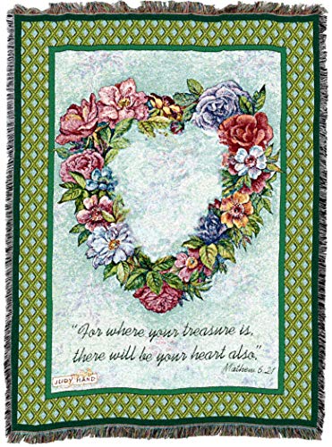 Pure Country Weavers Treasured Heart Blanket - Sympathy Bereavement Gift Tapestry Throw Woven from Cotton - Made in the USA (72x54) - color: Treasured Heart, size: 72" x 54"