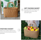 Alipis African Market Basket Oval Woven Straw Basket with Handle Ghana Plant Pot Grocery Bag Beach Tote Shopping Bag Flower Picnic for Toy Storage