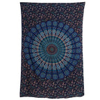 Bless International Handmade Indian hippie Bohemian Psychedelic Peacock Mandala Wall hanging College Dorm Beach Throws Table Cloth Bedding Tapestry (Blue Green, Medium(54x60Inches)(137x152cms)) - color: Blue Green, size: 60"L x 54"W