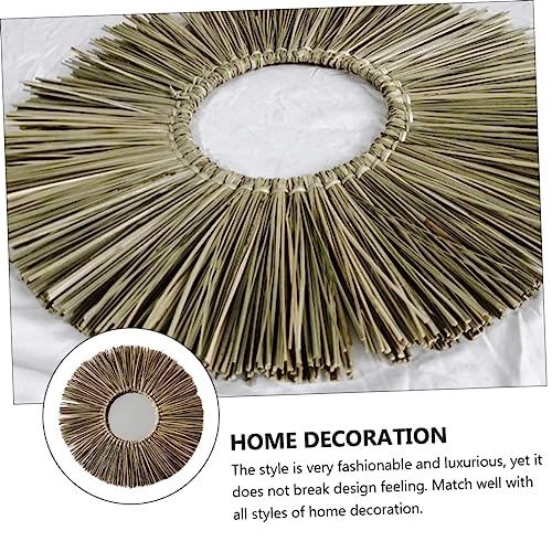Cabilock Scandinavian Home Decor Round Wall Mirror Boho Style Tassel Woven Handmade Wall Art