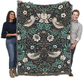 Pure Country Weavers William Morris Strawberry Thief Slate Blanket - Arts & Crafts - Gift Tapestry Throw Woven from Cotton - Made in the USA (72x54) - color: Slate, size: Large