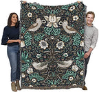 Pure Country Weavers William Morris Strawberry Thief Slate Blanket - Arts & Crafts - Gift Tapestry Throw Woven from Cotton - Made in the USA (72x54) - color: Slate, size: Large