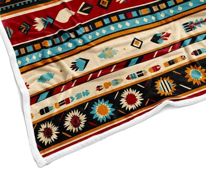 Western Throw Blankets, Southwestern Flannel Throw Blanket, Soft, Flannel, Warm, Geometric Pattern Blankets Decor Farmhouse Country Bed Blanket for Couch Bed Cover 50X60 Inch