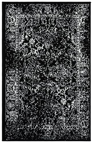 SAFAVIEH Area Rug 2x3 - Adirondack Collection - Black & Ivory, Distressed Vintage Floral Design, Non-Shedding & Easy to Clean, Ideal for Hallway, Foyer, Entryway, Accent Space (ADR109Z) - color: Black/Ivory, size: 2' x 3' (Rectangular)