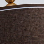 Shrine Lighting Drum Chandeliers, Farmhouse Style, Perfect Drum Pendant Light for Dining Room, D20'' x H7'', Adjustable Chains 59'', E26*3 Sockets, Brown Linen Fabric Lampshade & Gold Rod - color: Brown&Gold D20''